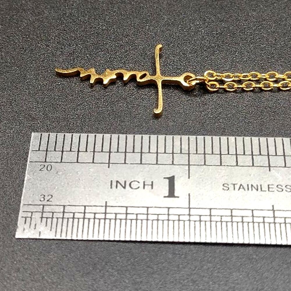 Gold Plated Necklace w/ Small Faith Cross Pendant Anniversary Birthday Gift